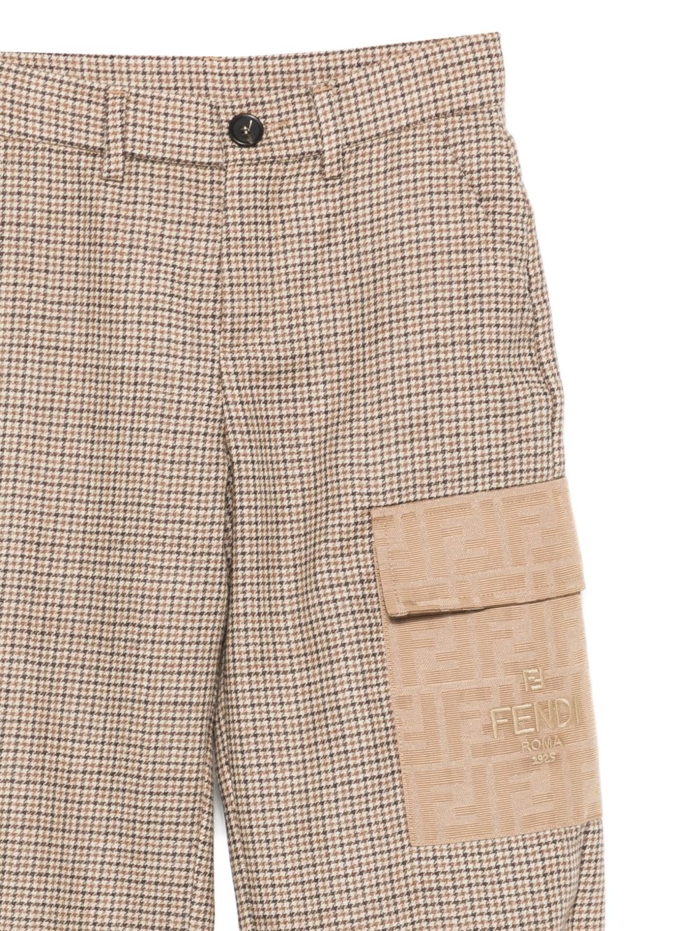 Pantaloni per bambino Fendi Kids beige con motivo a quadri JMF556 AYMB F0QU5 FENDI KIDS