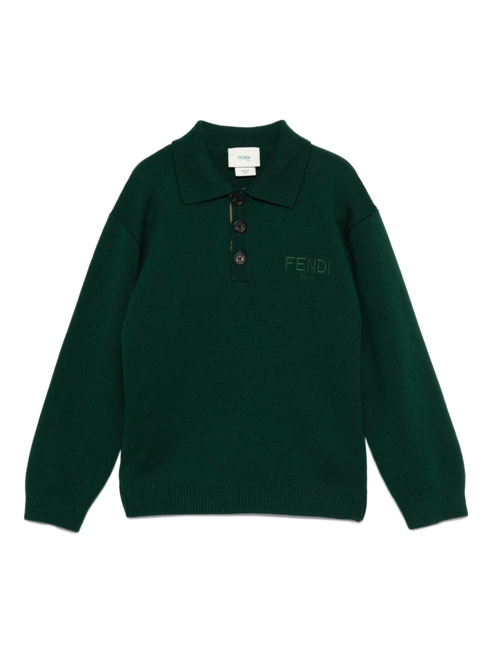 Maglione per bambino Fendi Kids verde con logo ricamato JMG128 AUKU F0E3J FENDI KIDS
