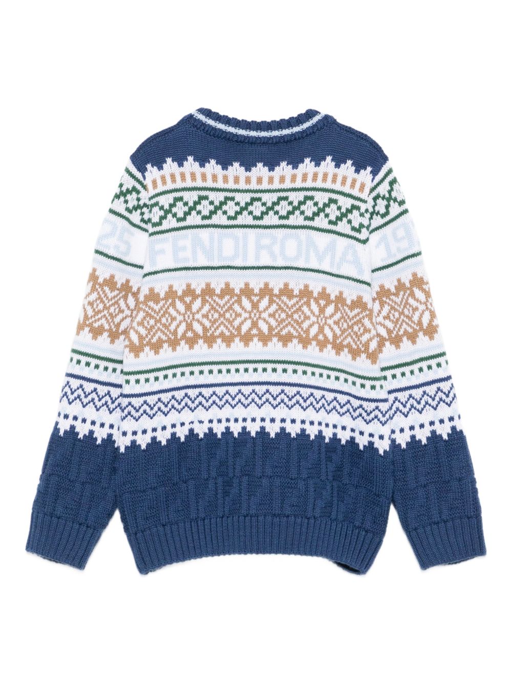 Maglione per bambino Fendi Kids blu con motivo Fair Isle JMG135 AYMS F1I11 FENDI KIDS