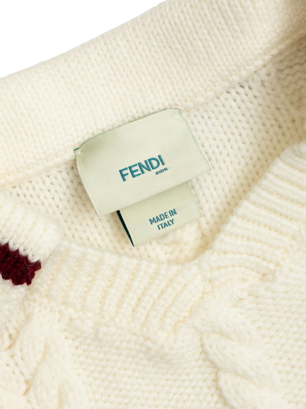 Maglione per bambino Fendi Kids bianco in maglia a trecce JUG190 AUL2 F0TU9 FENDI KIDS