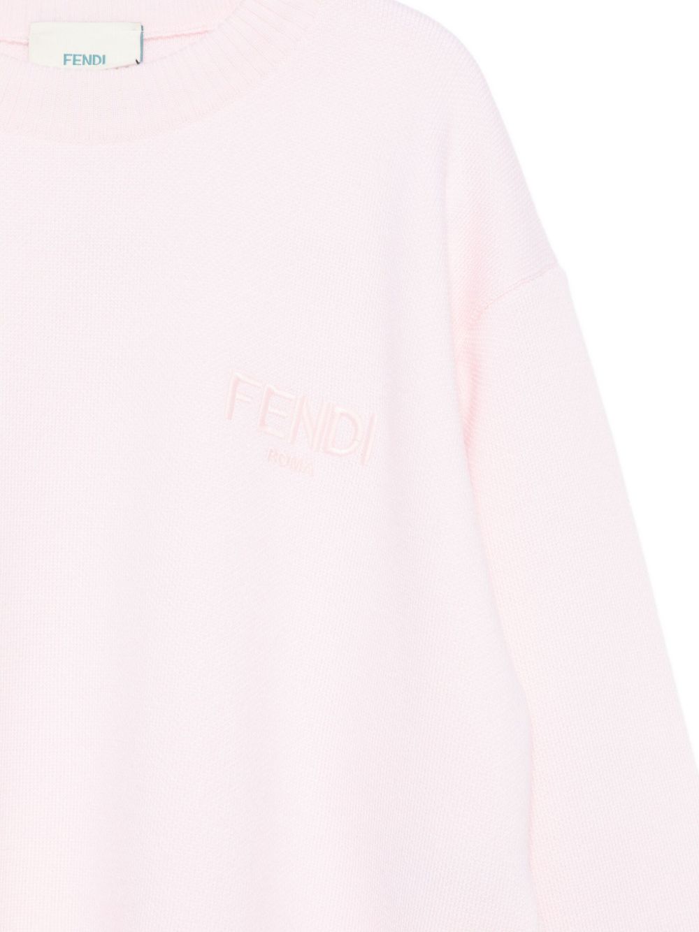 Maglione per bambina Fendi Kids rosa in lana con logo JUG192 AUKU F0ZKY FENDI KIDS