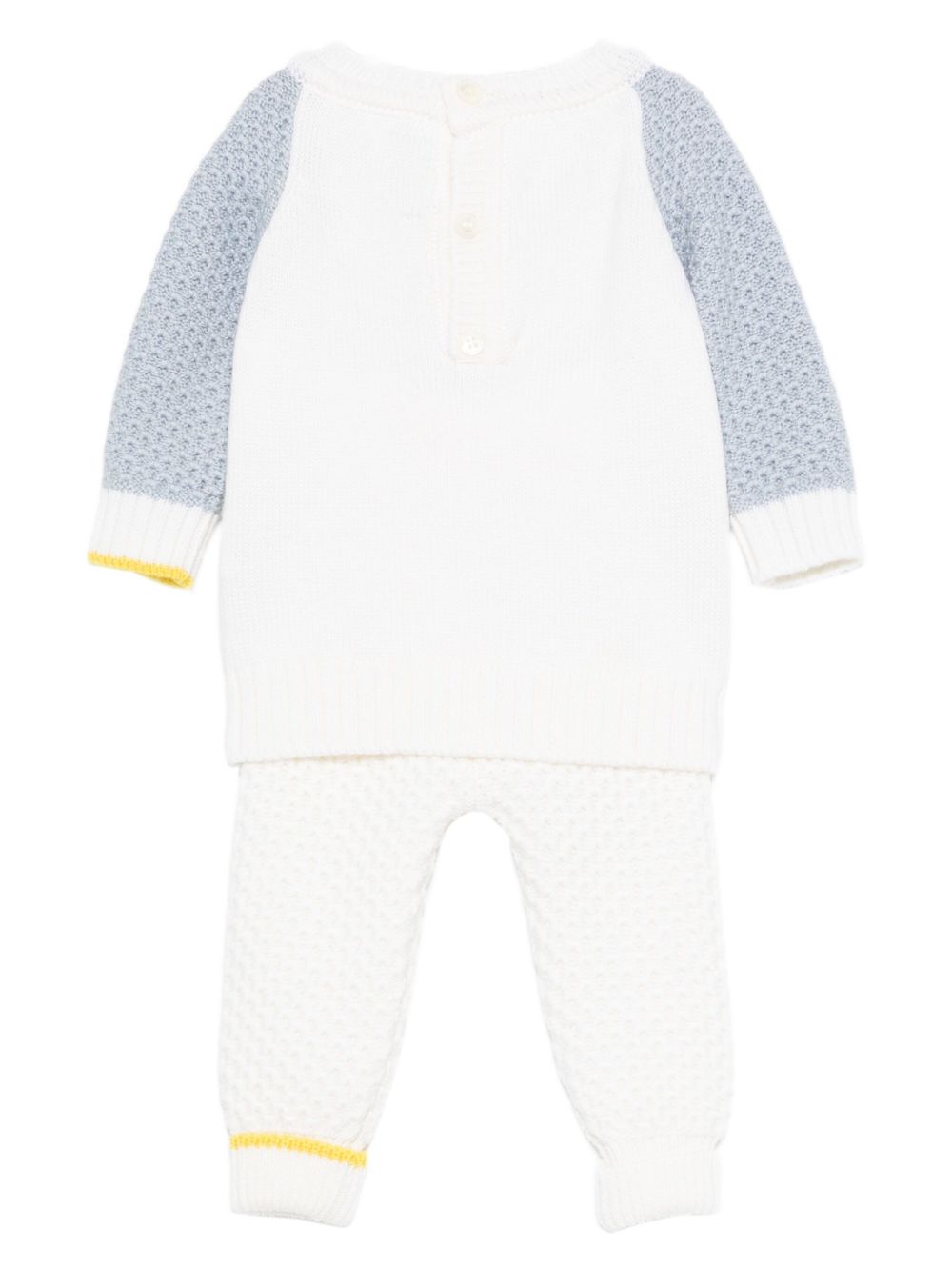 Set maglione e pantaloni per neonato Gensami Kids bianco con inserti grigi GPT-APE-WE OFF WHITE GENSAMI KIDS