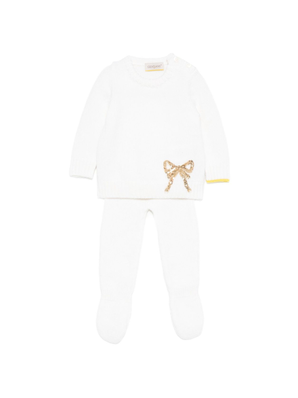 Set maglione e pantaloni per neonata Gensami Kids bianco con decorazione con paillettes GPT-FIOC-WE OFF WHITE GENSAMI KIDS
