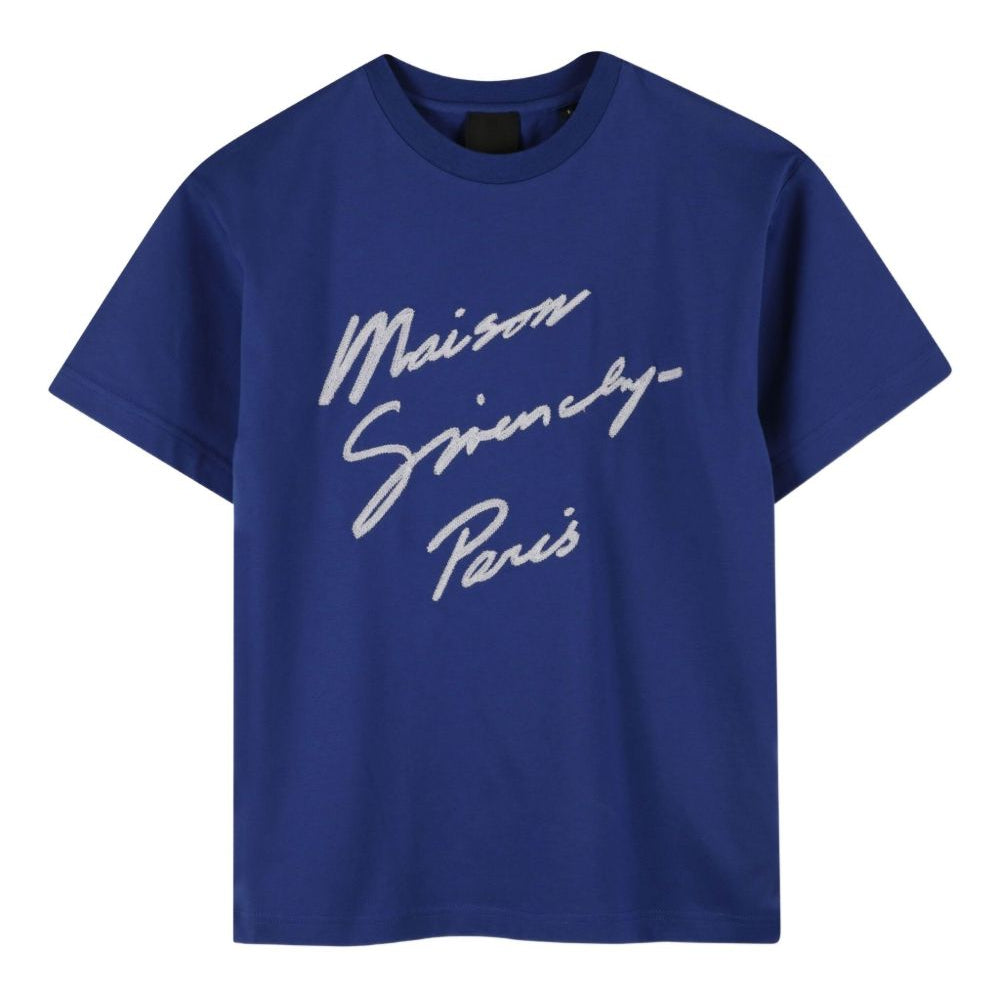 T-shirt per bambini Givenchy Kids blu con stampa logo bianco a lettere H30951 865 GIVENCHY KIDS