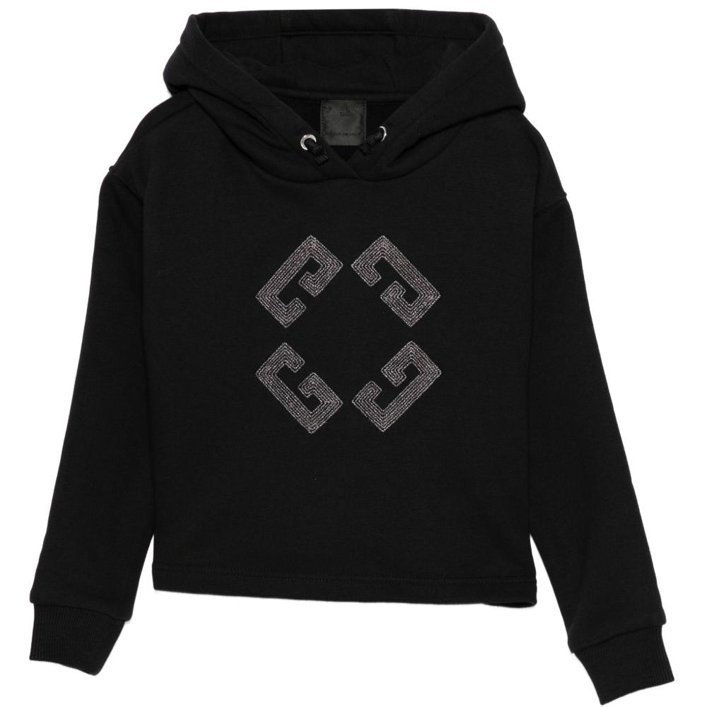 Felpa per bambina Givenchy Kids nera con cappuccio e strass H30990 09B GIVENCHY KIDS