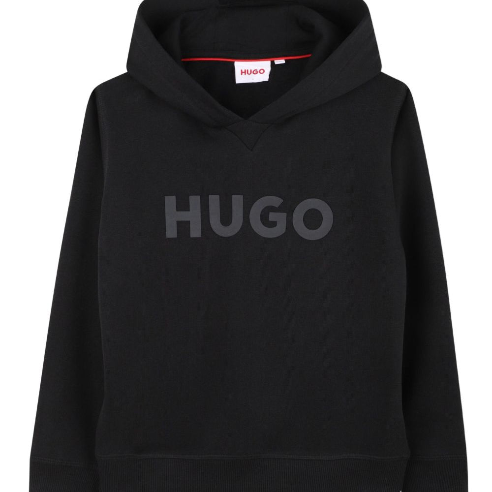 Felpa per bambino Hugo Kids nera con cappuccio e logo G00446 09B Hugo KIDS