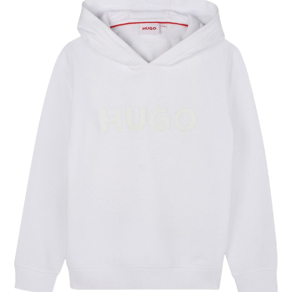 Felpa per bambino Hugo Kids bianca con cappuccio e logo G00446 10P Hugo KIDS