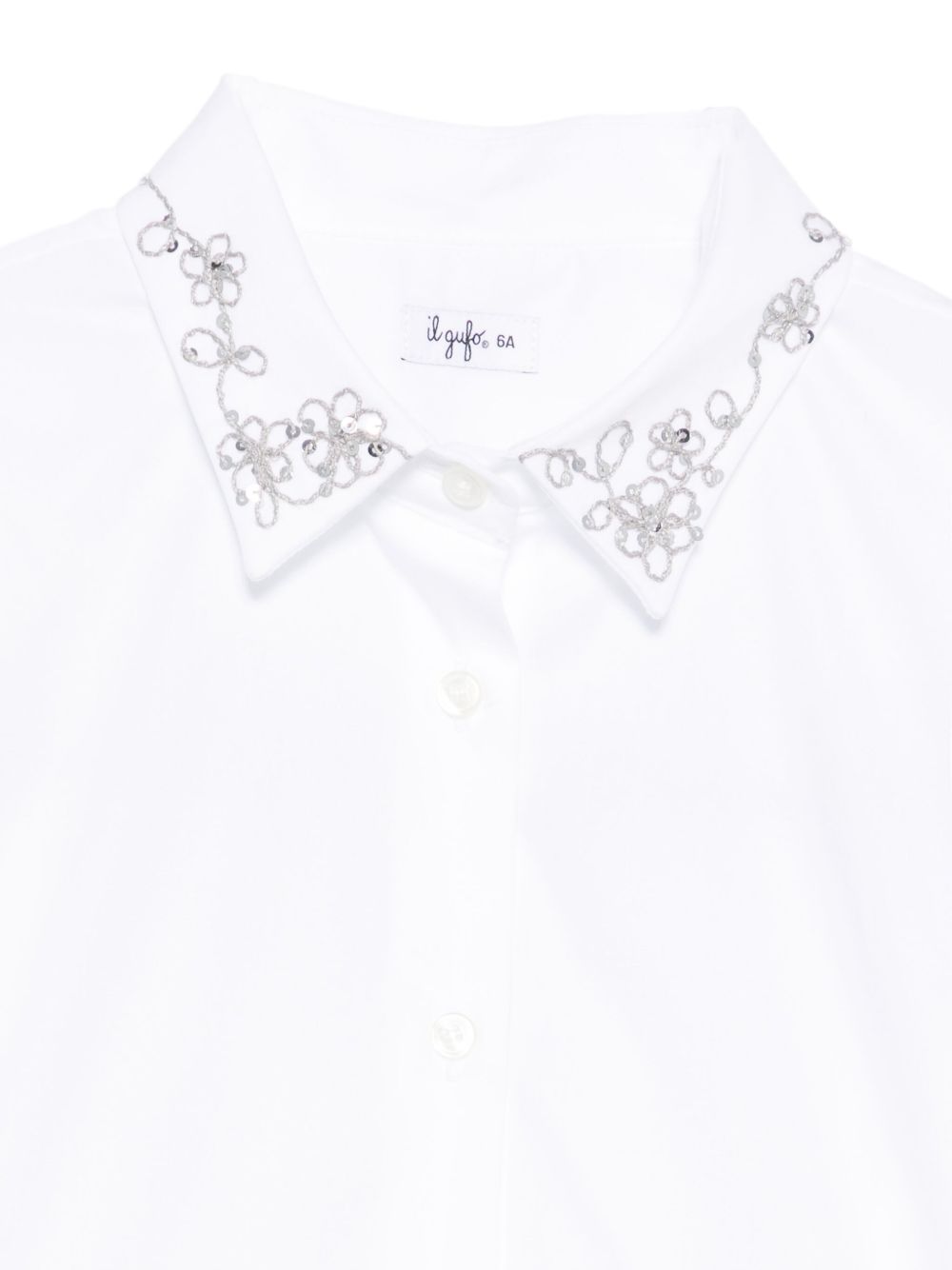 Camicia per bambina Il Gufo bianca con colletto ricamato A25GCL0016C0066 010 IL GUFO KIDS