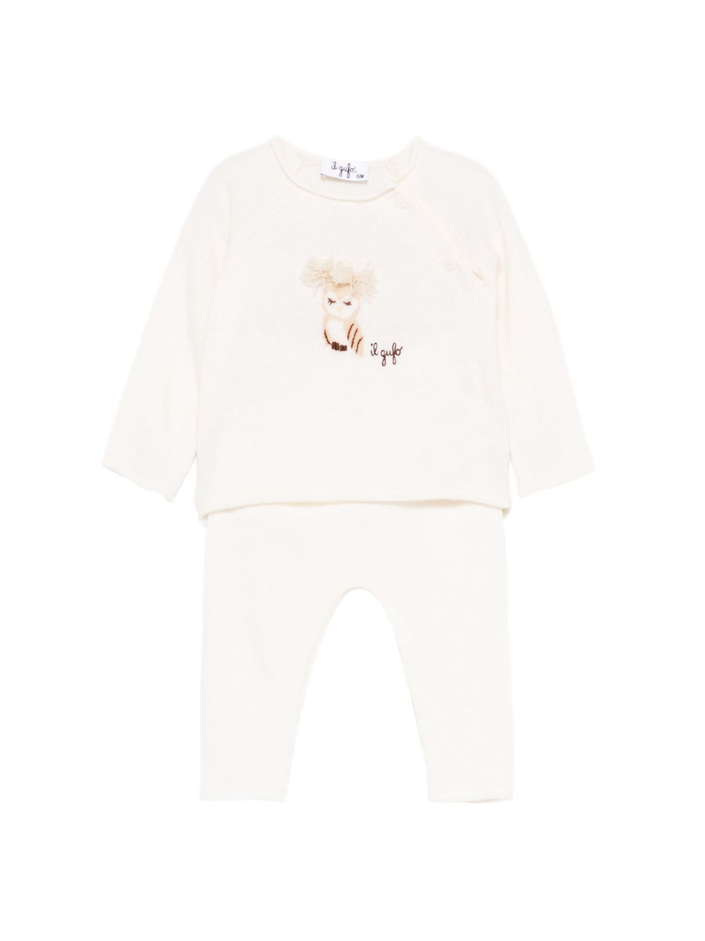 Completo t-shirt e pantaloni per neonati Il Gufo bianco con motivo gufo A25GDM0001EM220 100 IL GUFO KIDS