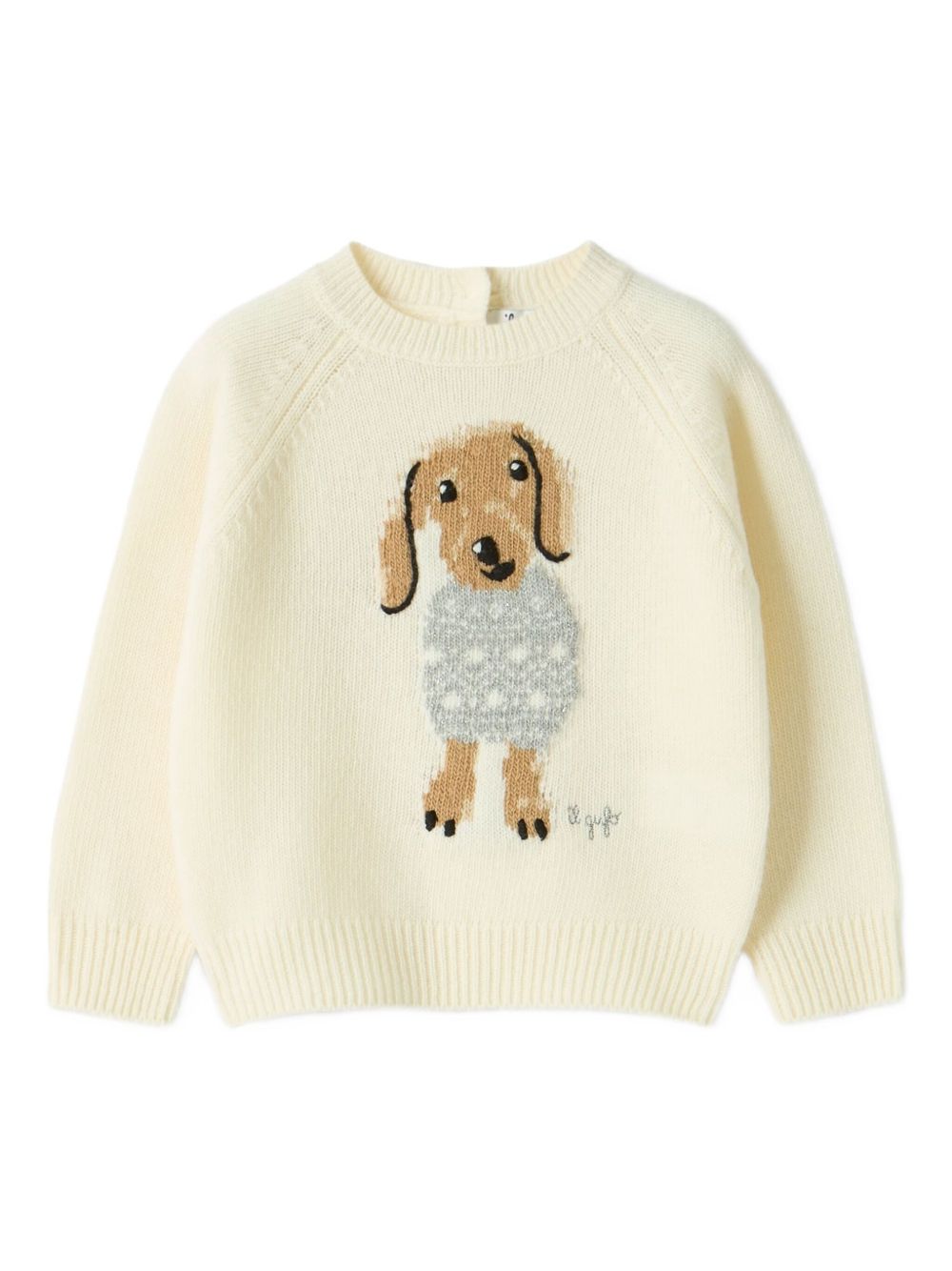 Maglione per neonato Il Gufo bianco con ricamo cagnolino A25GMA0008EM220 1007L IL GUFO KIDS