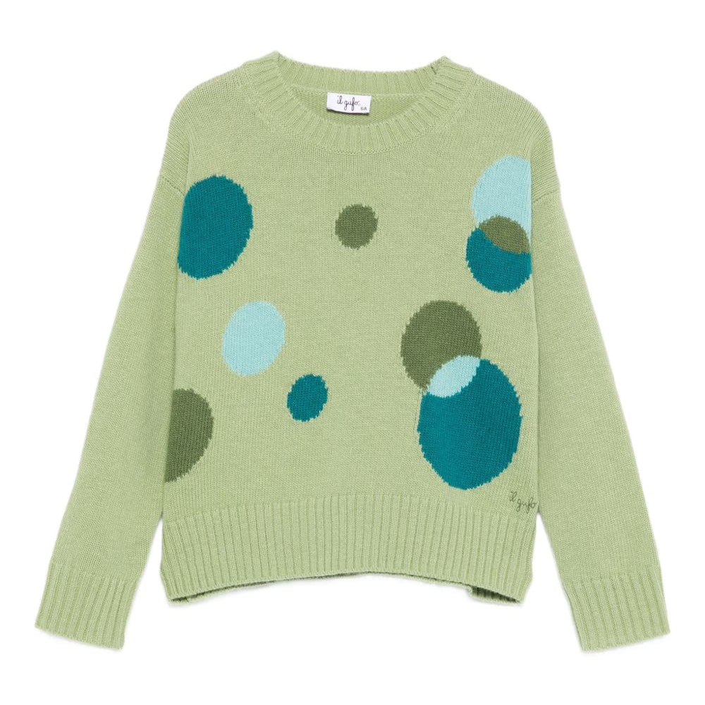 Maglione per bambina Il Gufo verde con fantasia a cerchi A25GMA0028EM220 517 IL GUFO KIDS