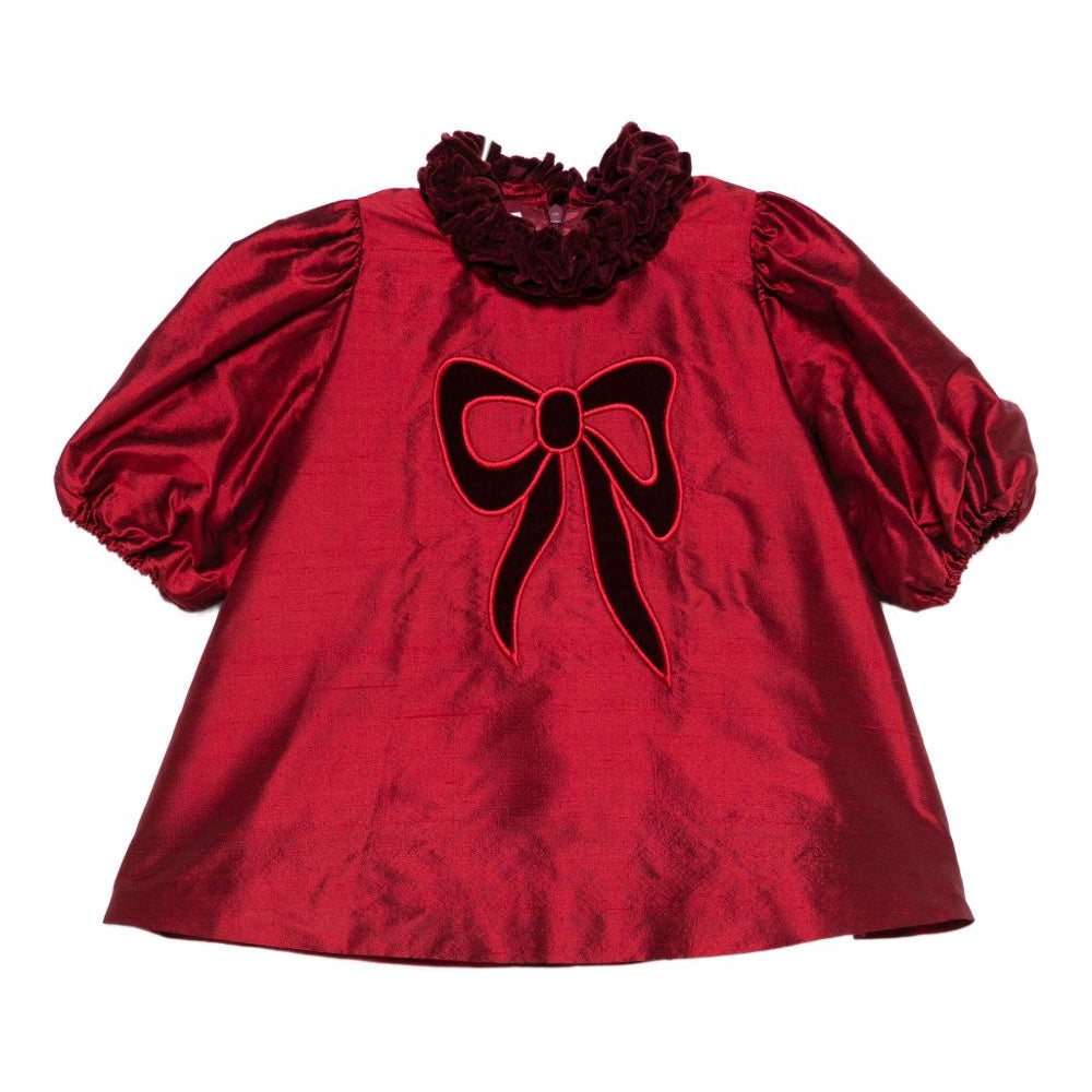 Abito per neonata Jesurum rosso arricciato con fiocco ricamato TORMALINA VAR.0430 JESURUM KIDS