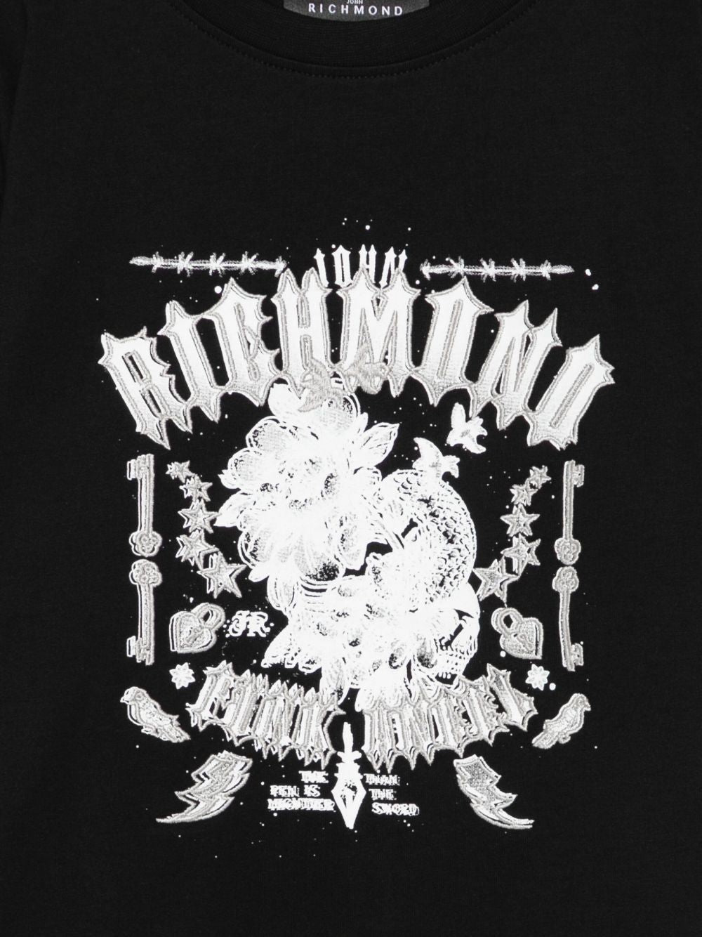 T-shirt per bambino John Richmond Junior nero con stampa grafica RBA25026TS BLACK JOHN RICHMOND KIDS