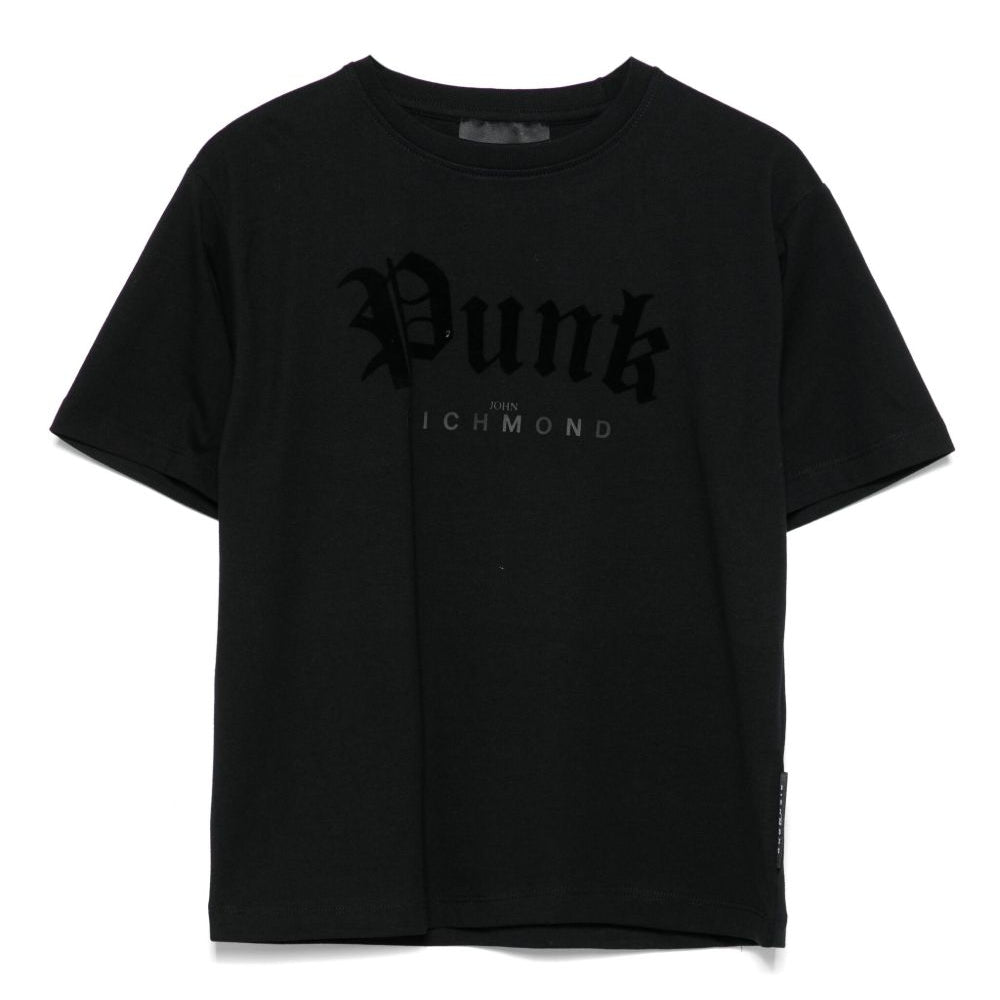 T-shirt per bambina John Richmond Junior nero con stampa grafica RGA25037TS BLACK JOHN RICHMOND KIDS