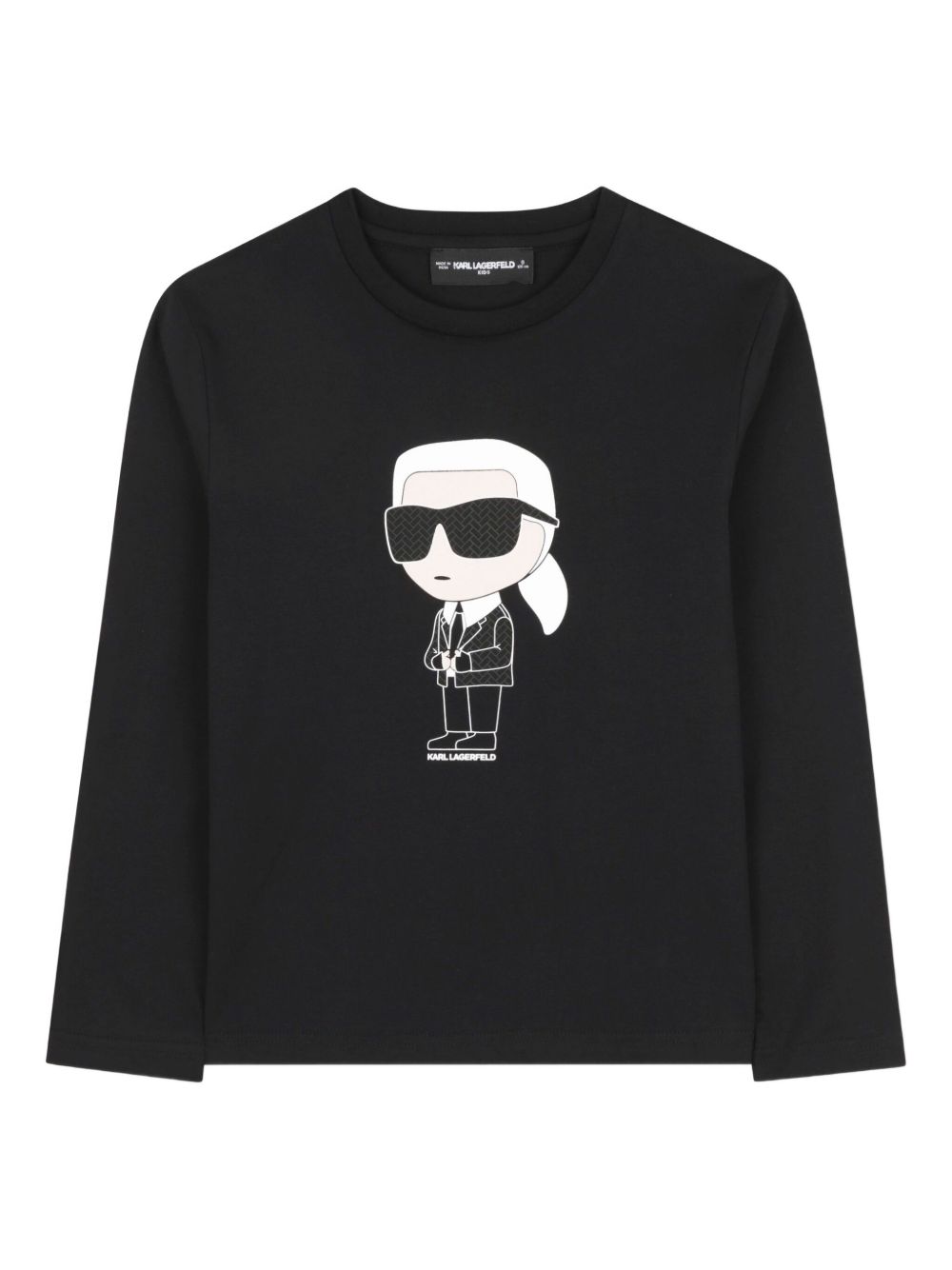 T-shirt per bambino Karl Lagerfeld Kids nera con stampa Ikonik Karl e dettagli con logo sulla pelle Z30953 09B KARL LAGERFELD KIDS