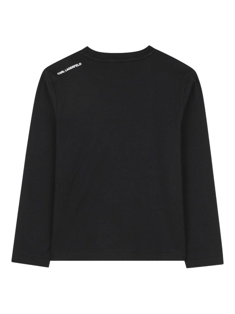T-shirt per bambino Karl Lagerfeld Kids nera con stampa Ikonik Karl e dettagli con logo sulla pelle Z30953 09B KARL LAGERFELD KIDS