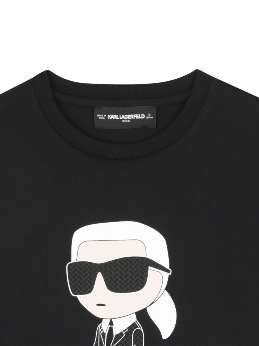 T-shirt per bambino Karl Lagerfeld Kids nera con stampa Ikonik Karl e dettagli con logo sulla pelle Z30953 09B KARL LAGERFELD KIDS
