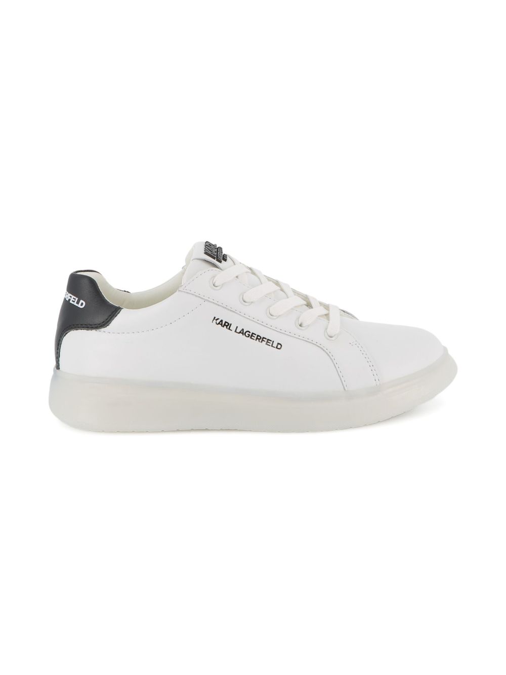 Sneakers in pelle per bambino Karl Lagerfeld Kids bianche con lacci e dettaglio con logo Z30990 10P KARL LAGERFELD KIDS