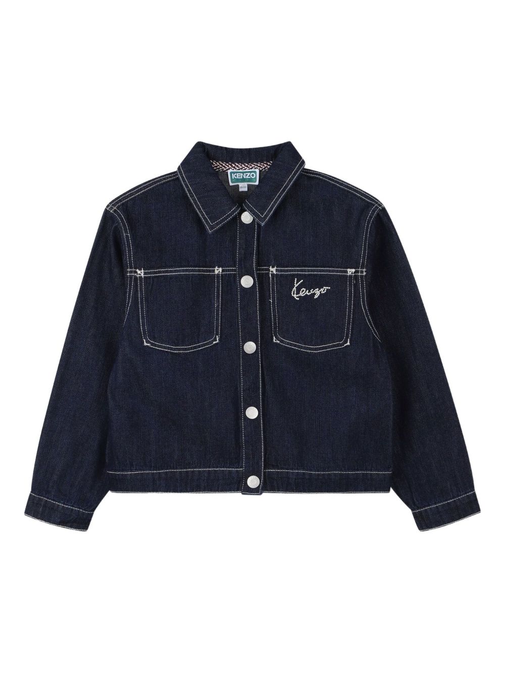 Giacca per bambina Kenzo Kids in denim con logo ricamato K61304 Z35 KENZO KIDS