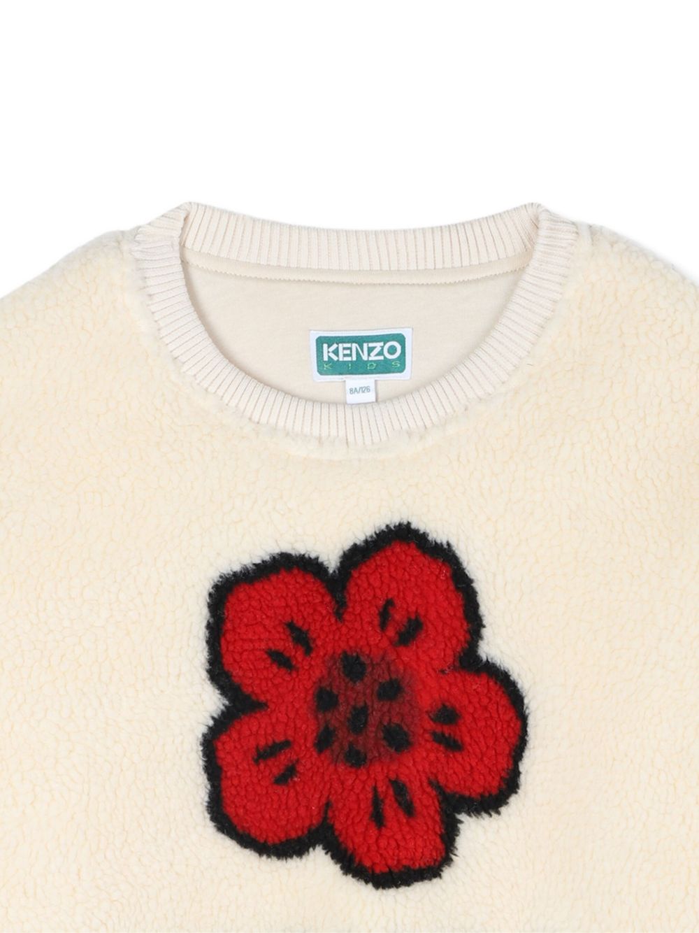 Felpa Boke Flower per bambina Kenzo Kids beige con girocollo a coste K61376 21G KENZO KIDS