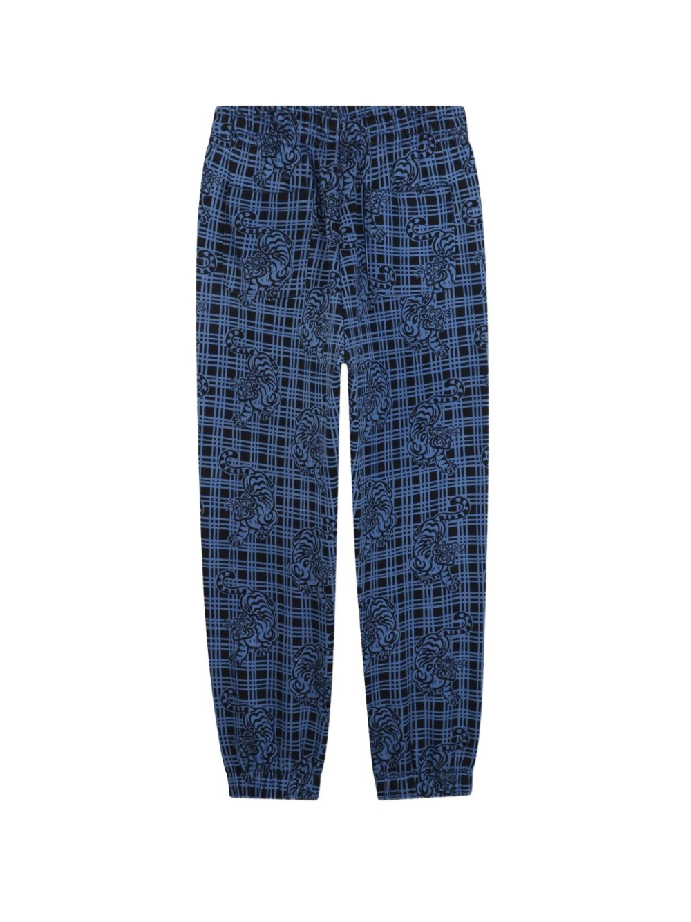 Pantaloni sportivi per bambino Kenzo Kids blu a quadri con stampa Tiger K61406 780 KENZO KIDS