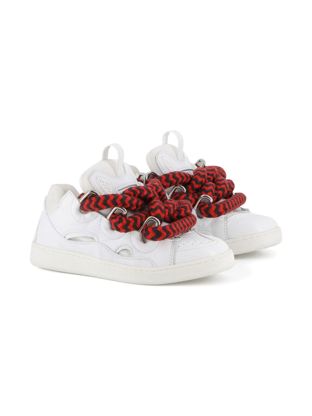 Sneakers Statement per bambini Lanvin Enfant bianche con lacci rossi e neri a contrasto N30306 N89 LANVIN KIDS