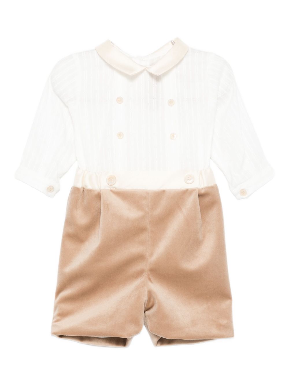 Tutina per neonato La Stupenderia beige con colletto alla Peter Pan 1CBPG05 V23C42 LA STUPENDERIA KIDS