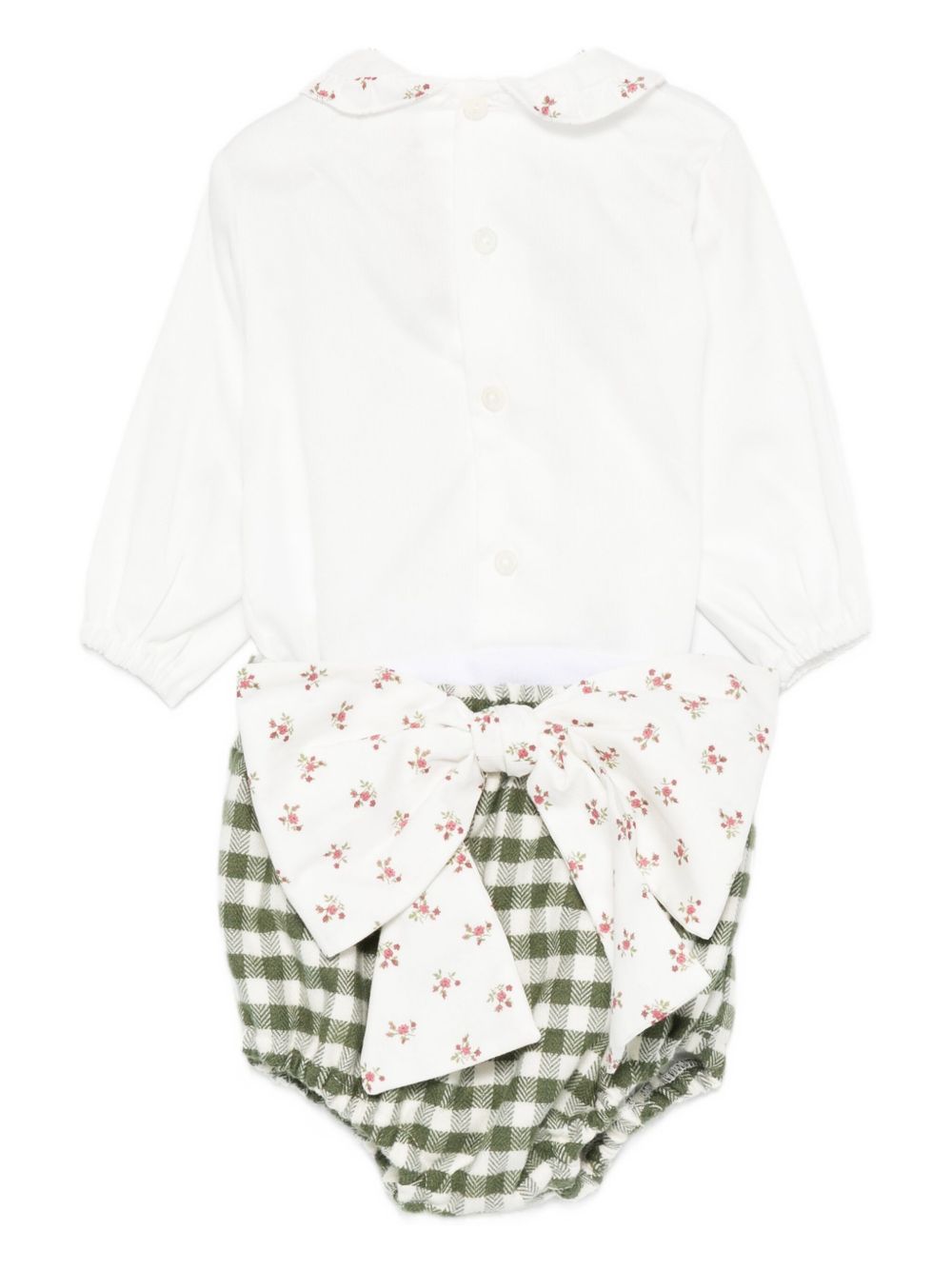 Set t-shirt e shorts per neonata La Stupenderia verde con colletto con dettagli ricamati 1TBCT16 Y07 LA STUPENDERIA KIDS