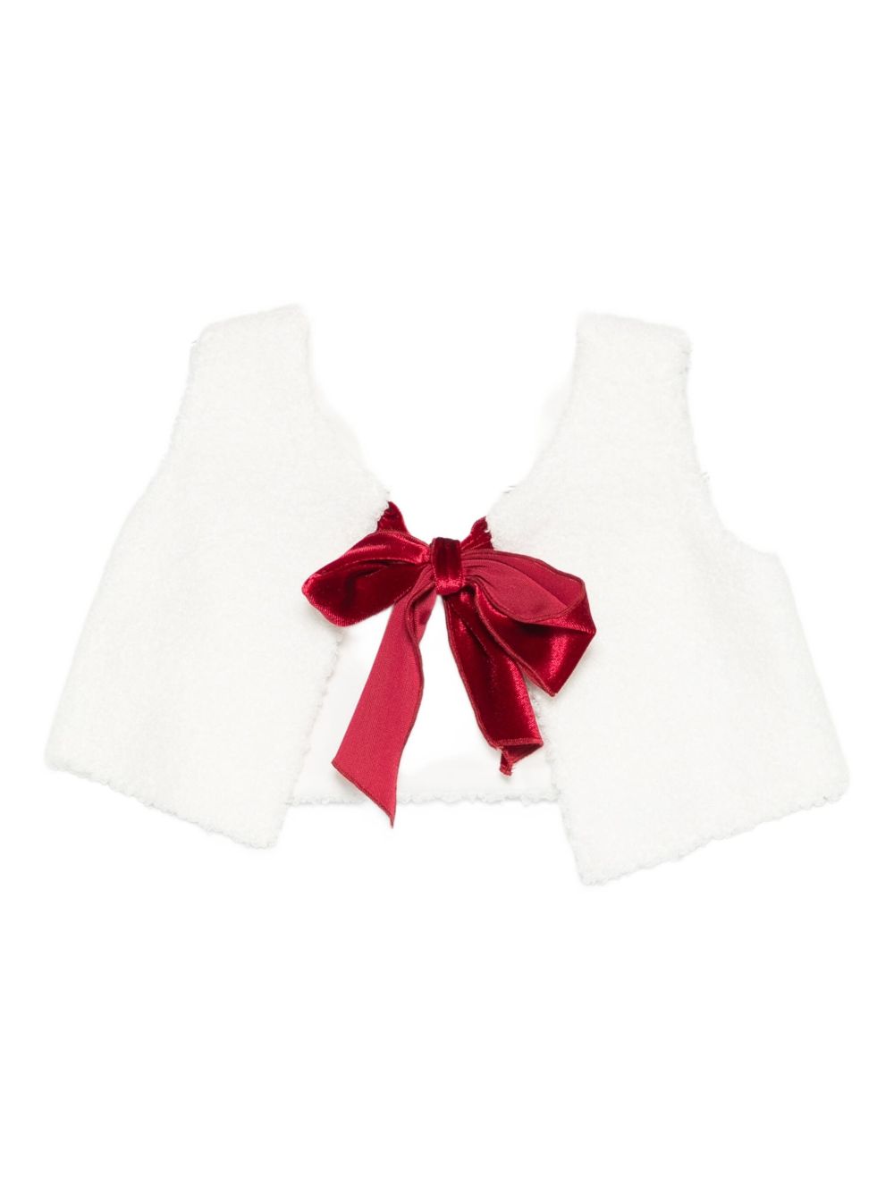 Gilet per neonata La Stupenderia bianco con dettaglio fiocco rosso 1TCGL22 W20 LA STUPENDERIA KIDS
