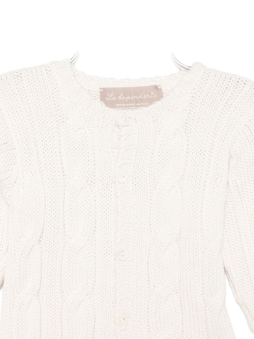 Cardigan per neonata La Stupenderia bianco con maglia a trecce 1WCCRR25 801 LA STUPENDERIA KIDS