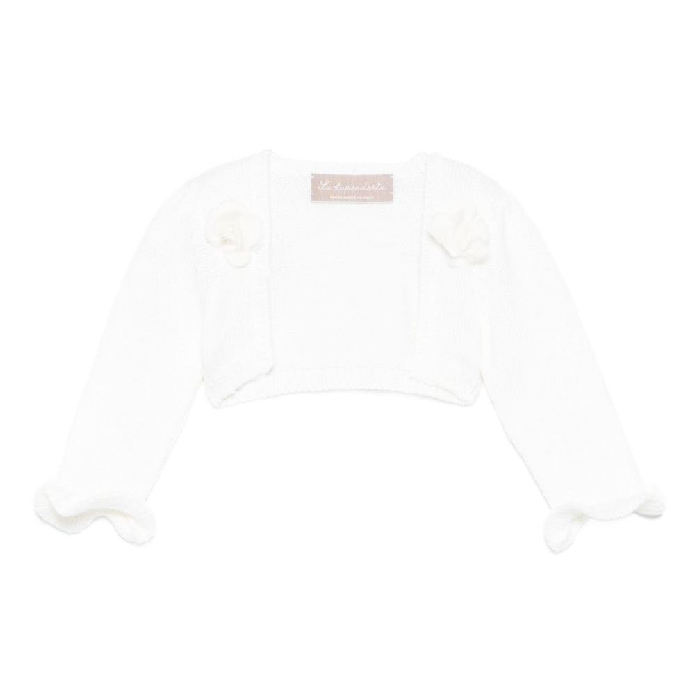 Cardigan per neonata La Stupenderia bianco con maniche arricciate 1WCSC62 800 LA STUPENDERIA KIDS