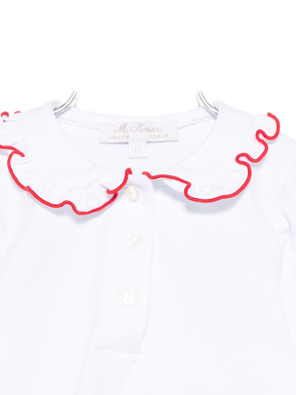 T-shirt per neonata Mariella Ferrari bianca con colletto arricciato CM933ML 092 P009 MARIELLA FERRARI KIDS