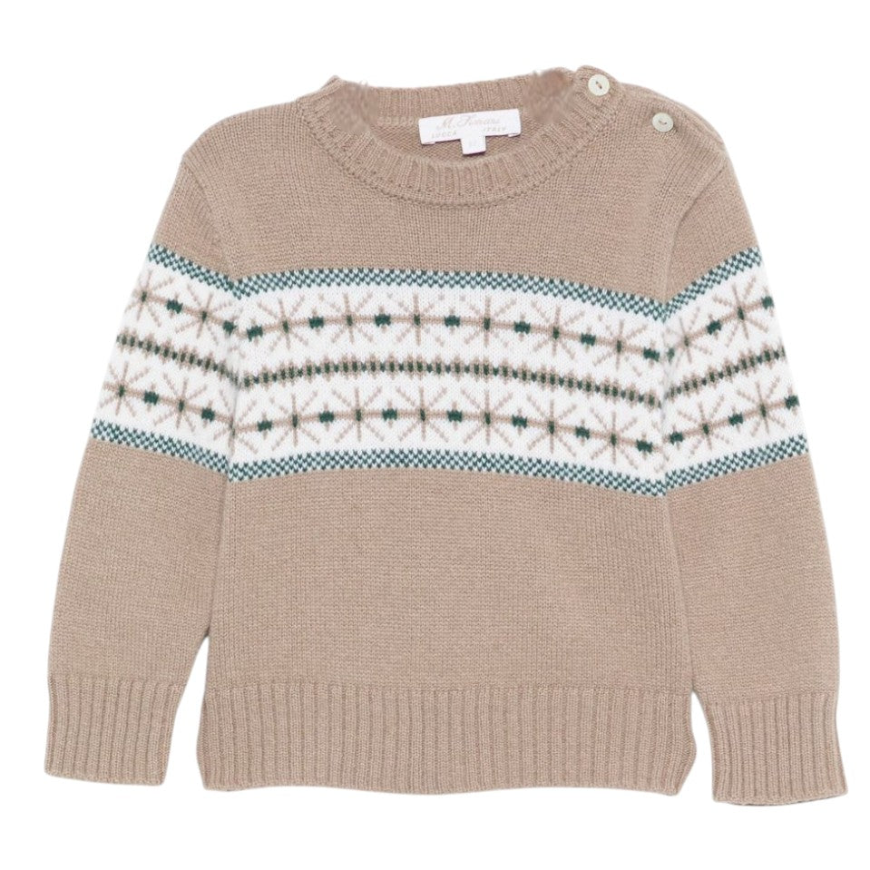 Maglione per neonato Mariella Ferrari beige con decorazione ricamata MGF6 150 MARIELLA FERRARI KIDS
