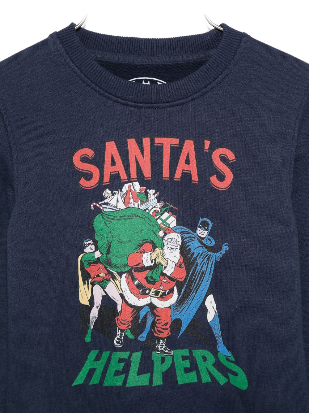 Felpa per bambino MC2 Saint Barth Kids blu con stampa grafica Batman Robin e Babbo Natale HUT0004 01734I MC2 ST. BARTH KIDS