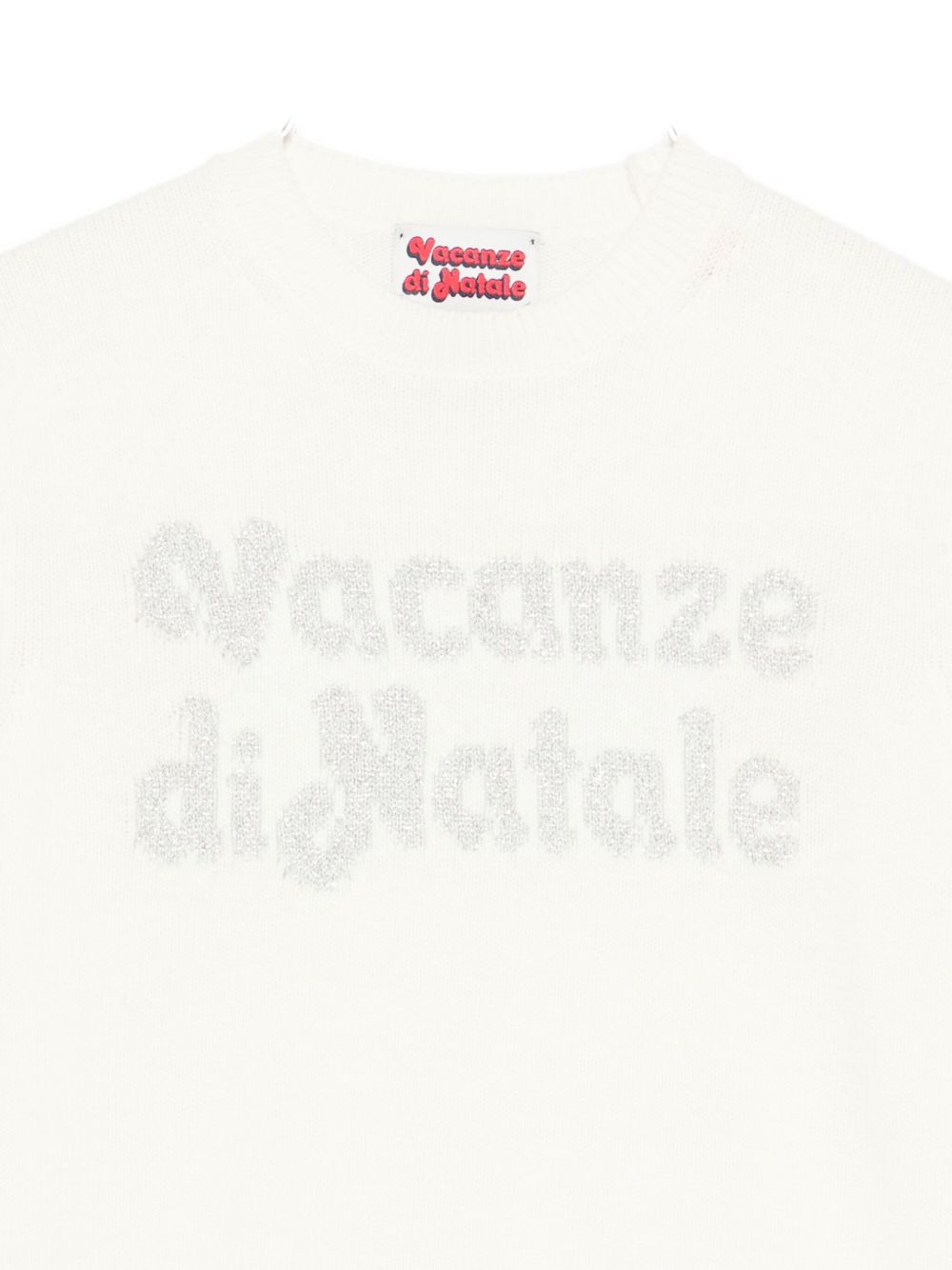 Maglione per bambina MC2 Saint Barth Kids bianco con scritta "Vacanze di Natale" PRC0001 00433I MC2 ST. BARTH KIDS