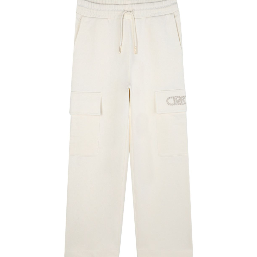 Pantaloni sportivi per bambina Michael Kors Kids bianchi con tasche cargo R30453 190 MICHAEL KORS KIDS