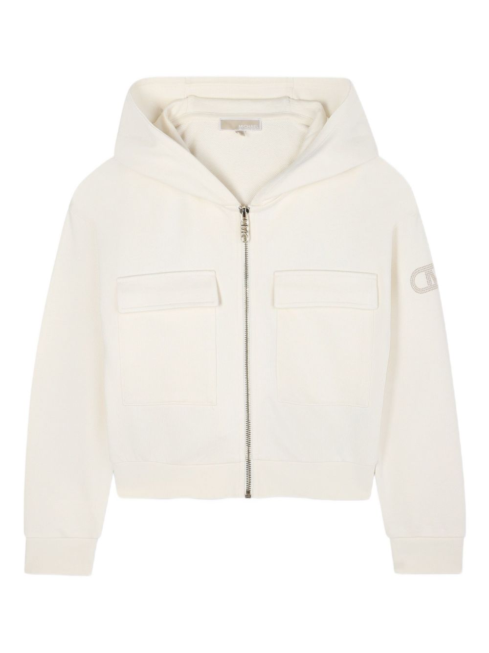 Felpa con cappuccio per bambina Michael Kors Kids bianca con zip R30471 190 MICHAEL KORS KIDS