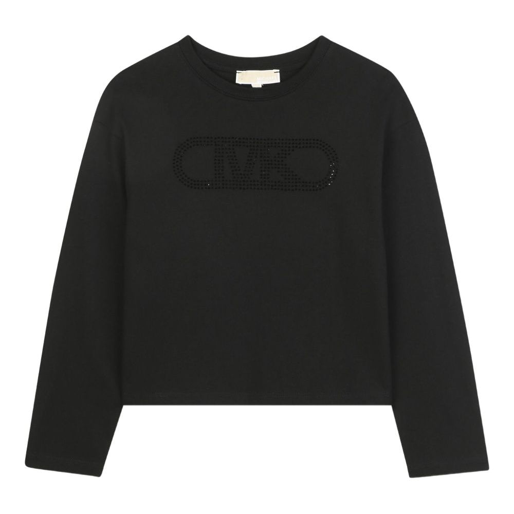 T-shirt per bambina Michael Kors Kids nera con dettaglio logo R30495 09B MICHAEL KORS KIDS