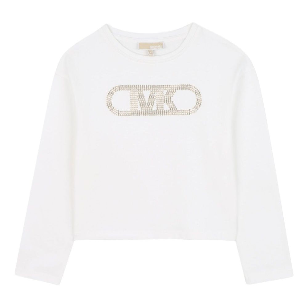 T-shirt per bambina Michael Kors Kids bianca con dettaglio logo R30495 117 MICHAEL KORS KIDS
