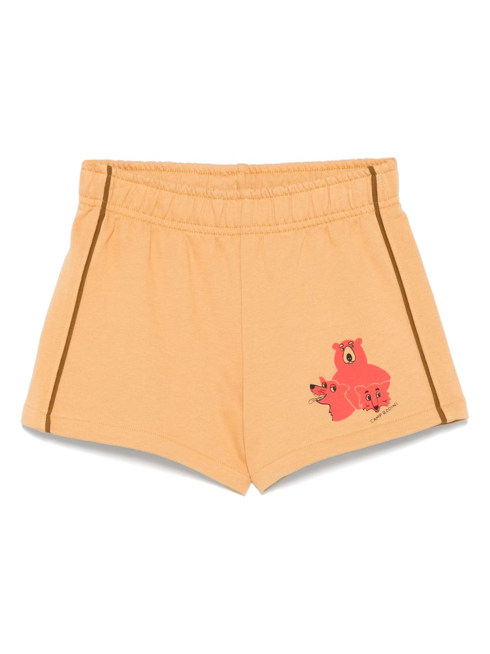 Shorts per bambina Mini Rodini beige con stampa grafica sul davanti 2563010013 BEIGE MINI RODINI KIDS