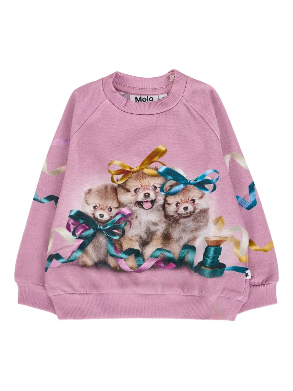 Felpa per neonata Monnalisa rosa con stampa cuccioli 4W25J202 9704 MOLO KIDS