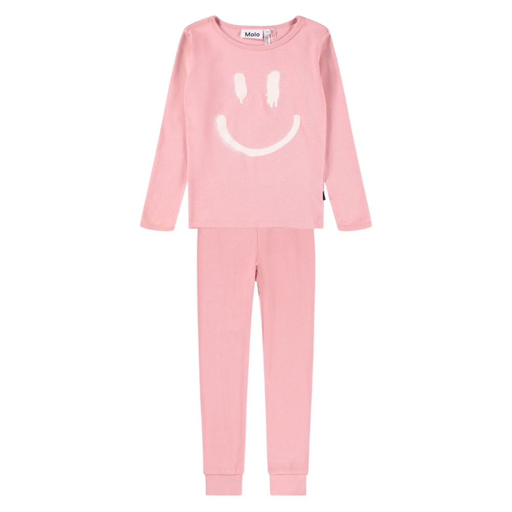 Pigiama per bambina Molo Lue rosa con stampa smile 6W25R501 5564 MOLO KIDS
