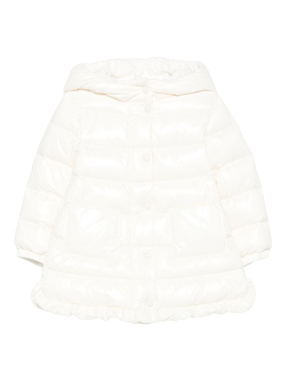 Parka per neonata Moncler Enfant bianco con ruches K29511C00003597Z8 034 MONCLER KIDS