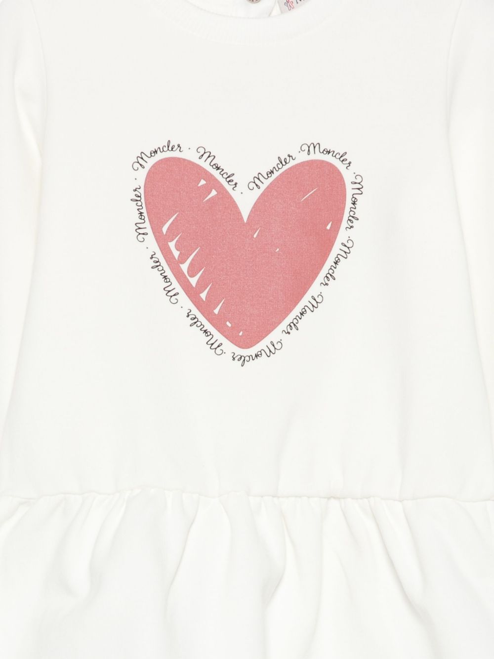 Abito per neonata Moncler Enfant bianco con stampa cuore K29518I0000489A23 034 MONCLER KIDS