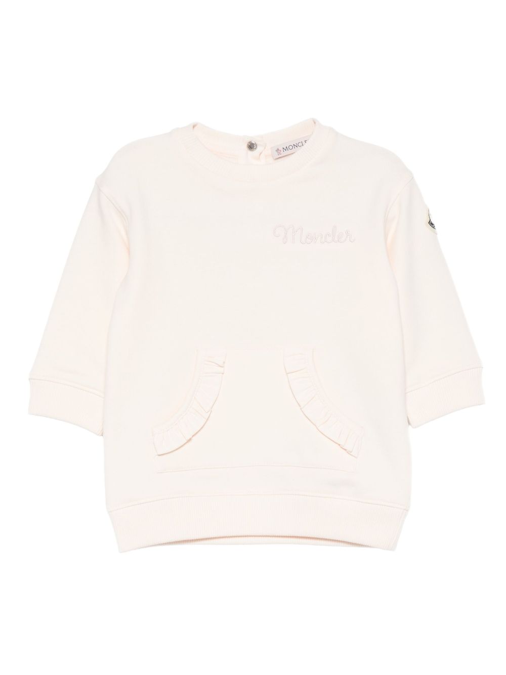 Felpa per neonata Moncler Enfant rosa con applicazione logo K29518I0000589A23 529 MONCLER KIDS