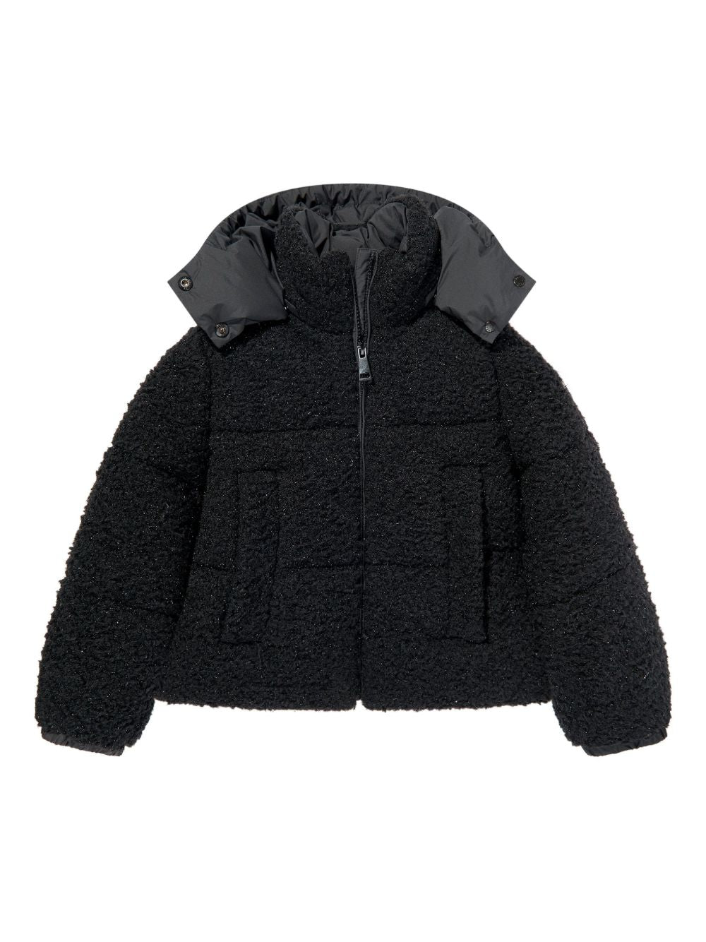 Giubbino Zambaga per bambina Moncler Enfant nero con texture teddy K29541A0009389B68 999 MONCLER KIDS
