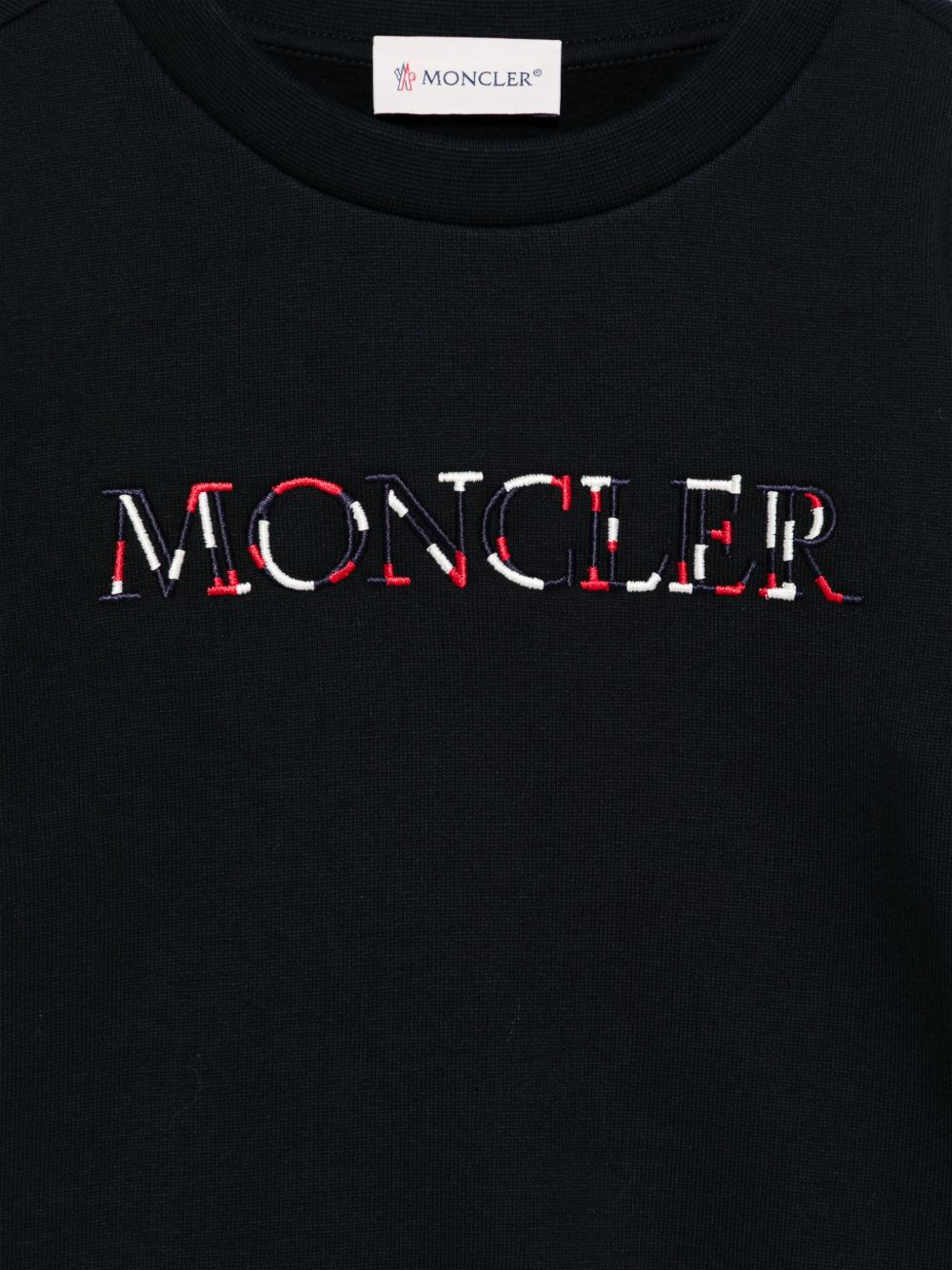 Felpa per bambino Moncler Enfant nera con logo ricamato e scollo rotondo K29548G00002899PS 778 MONCLER KIDS