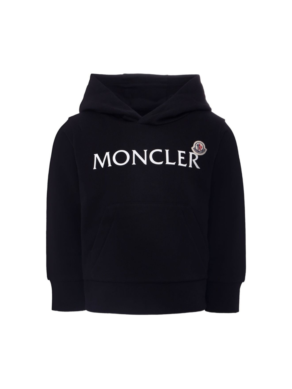 Felpa per bambino Moncler Enfant nera con cappuccio e logo ricamato K29548G00017899PS 999 MONCLER KIDS