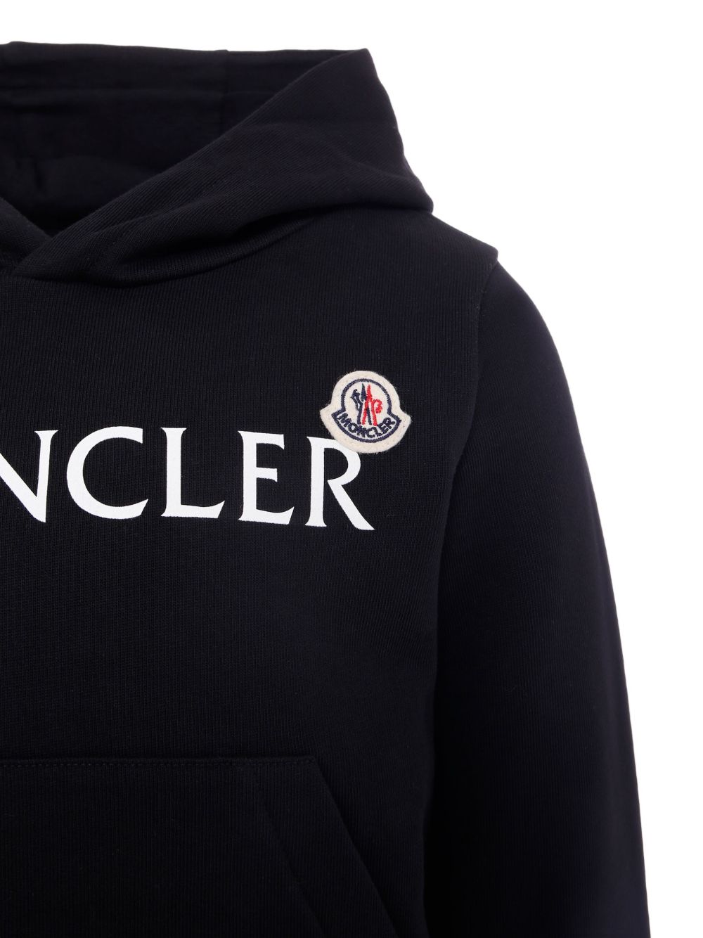 Felpa per bambino Moncler Enfant nera con cappuccio e logo ricamato K29548G00017899PS 999 MONCLER KIDS