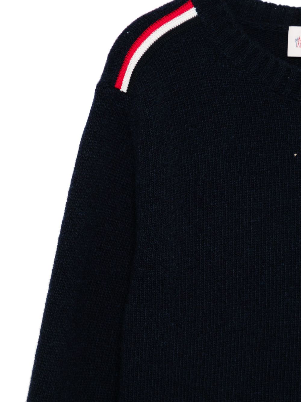 Maglione per bambina Moncler Enfant blu notte in lana vergine con toppa con logo K29549C00001M1241 745 MONCLER KIDS